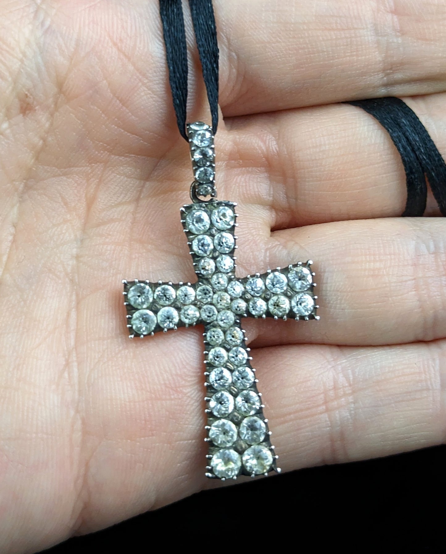 Antique Georgian paste cross pendant, Sterling silver