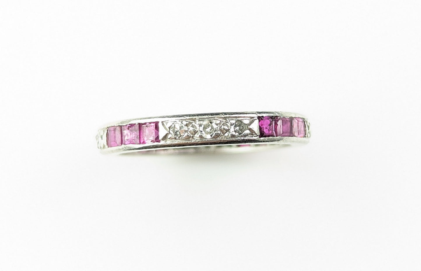 Art Deco Ruby and Diamond eternity ring, Platinum
