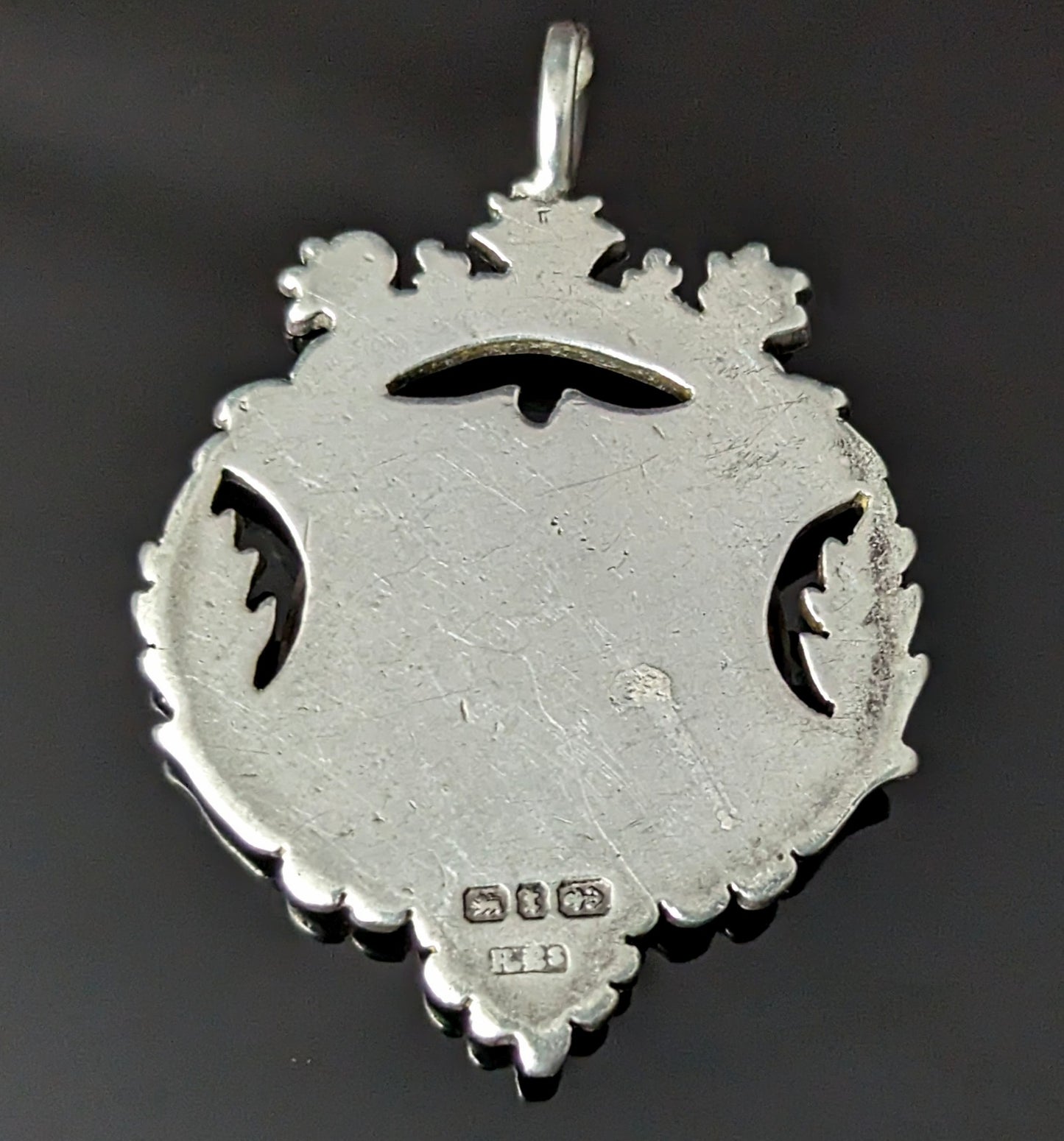 Antique Victorian sterling silver watch fob pendant, St Christopher