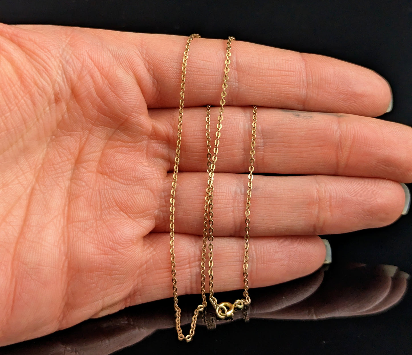 Antique 9ct yellow gold trace link chain necklace, Edwardian