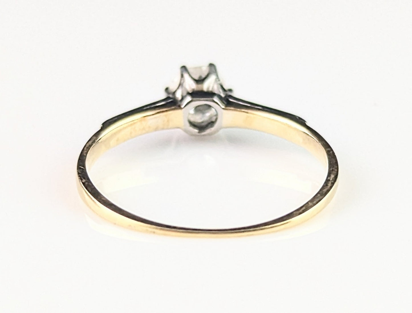 Antique Art Deco Diamond solitaire ring, 18ct gold and platinum, Engagement ring