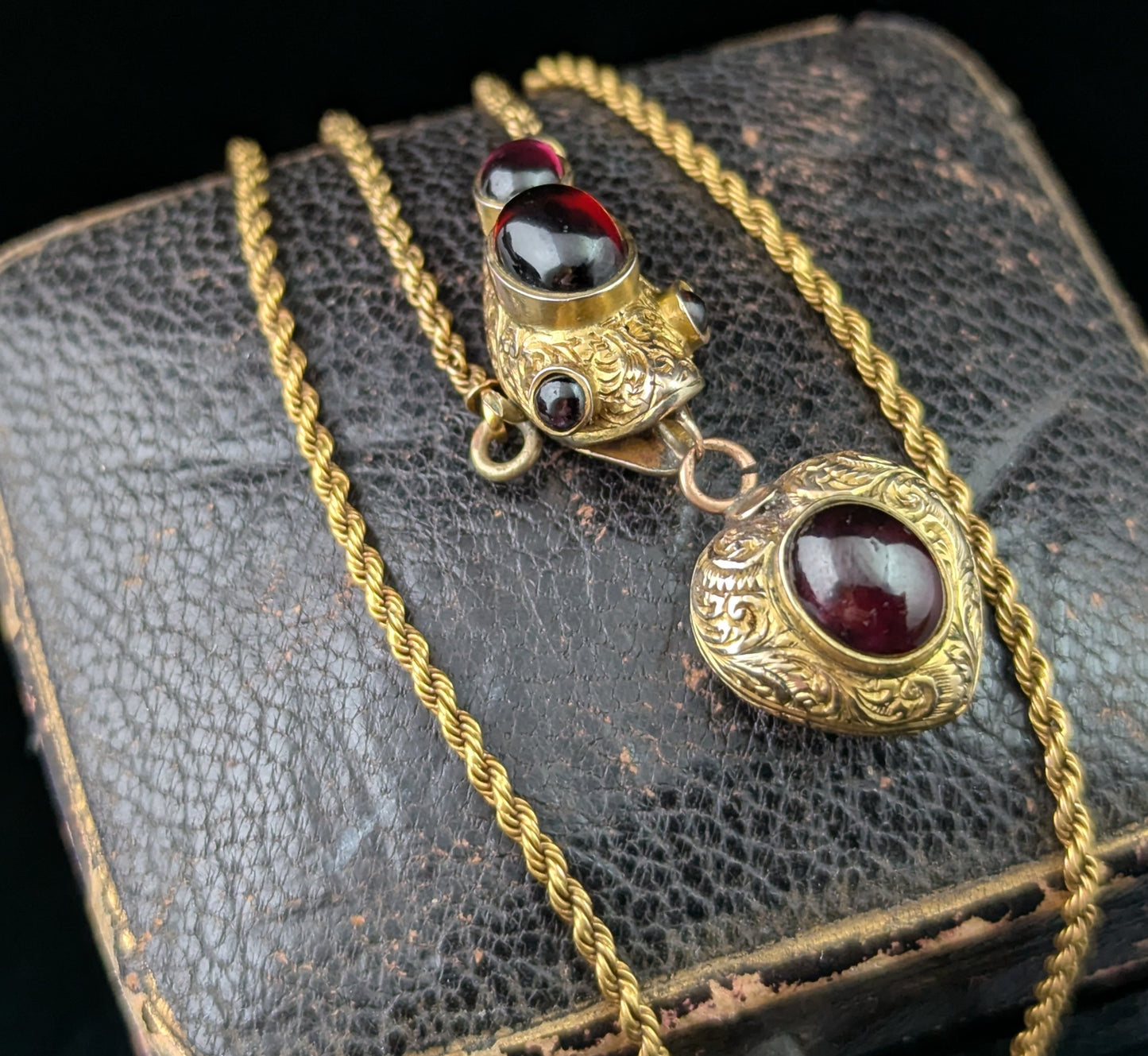 Antique Garnet snake necklace, 15ct gold, Victorian