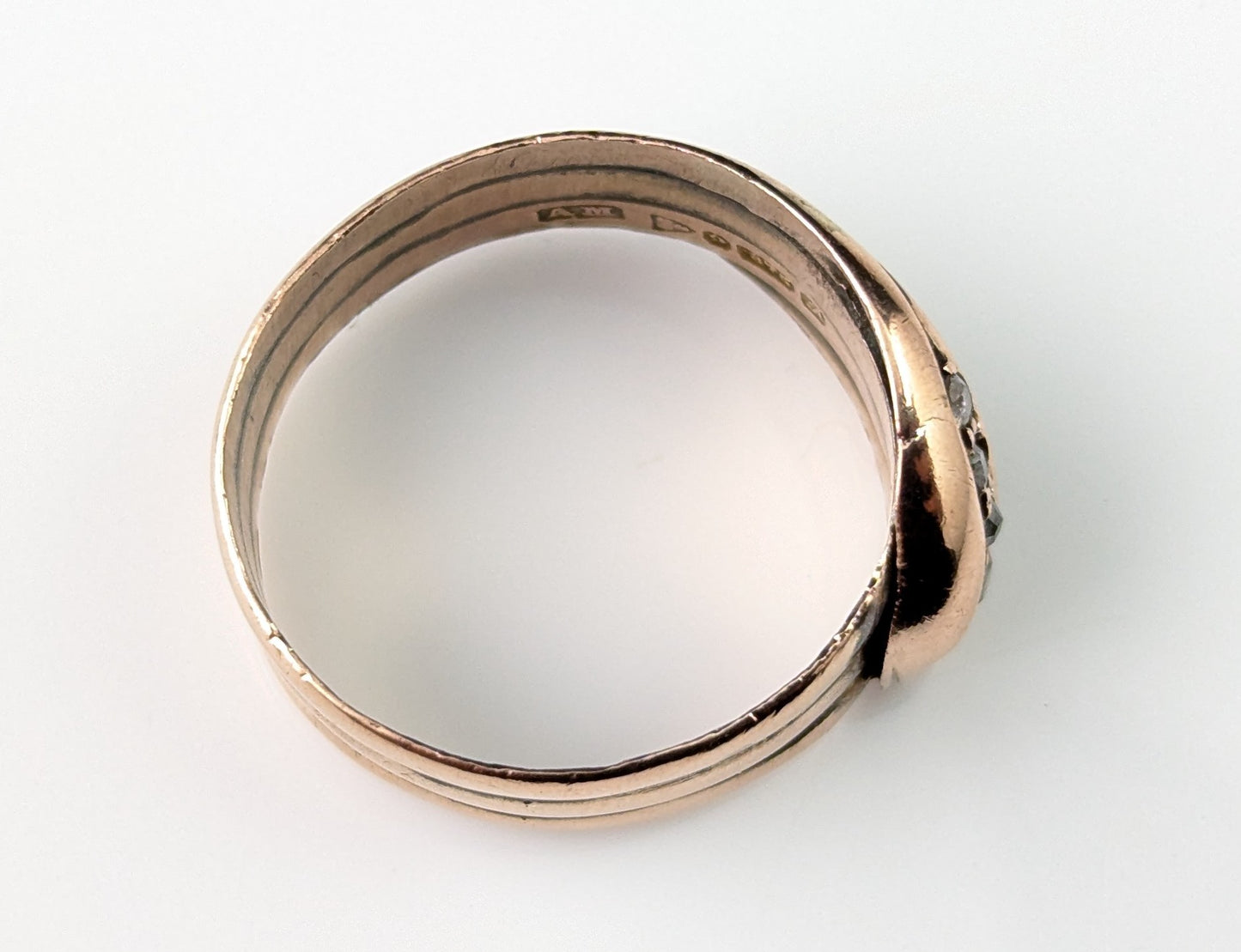 Antique Diamond snake ring, 9ct rose gold, Art Deco