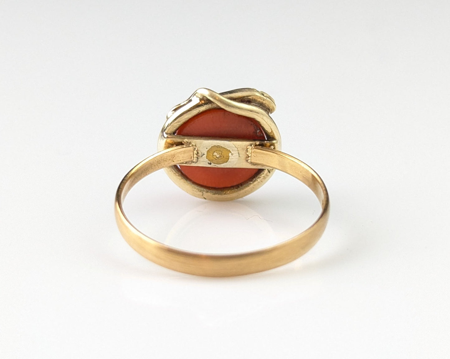 Antique Coral snake ring, 22ct yellow gold, Victorian