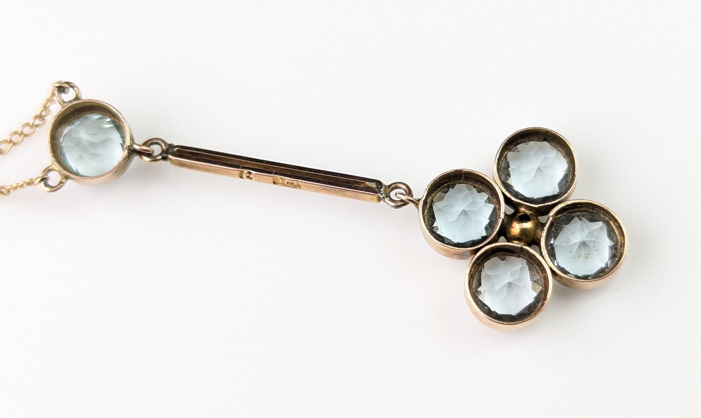 Antique Aquamarine pendant necklace, 9ct Rose gold