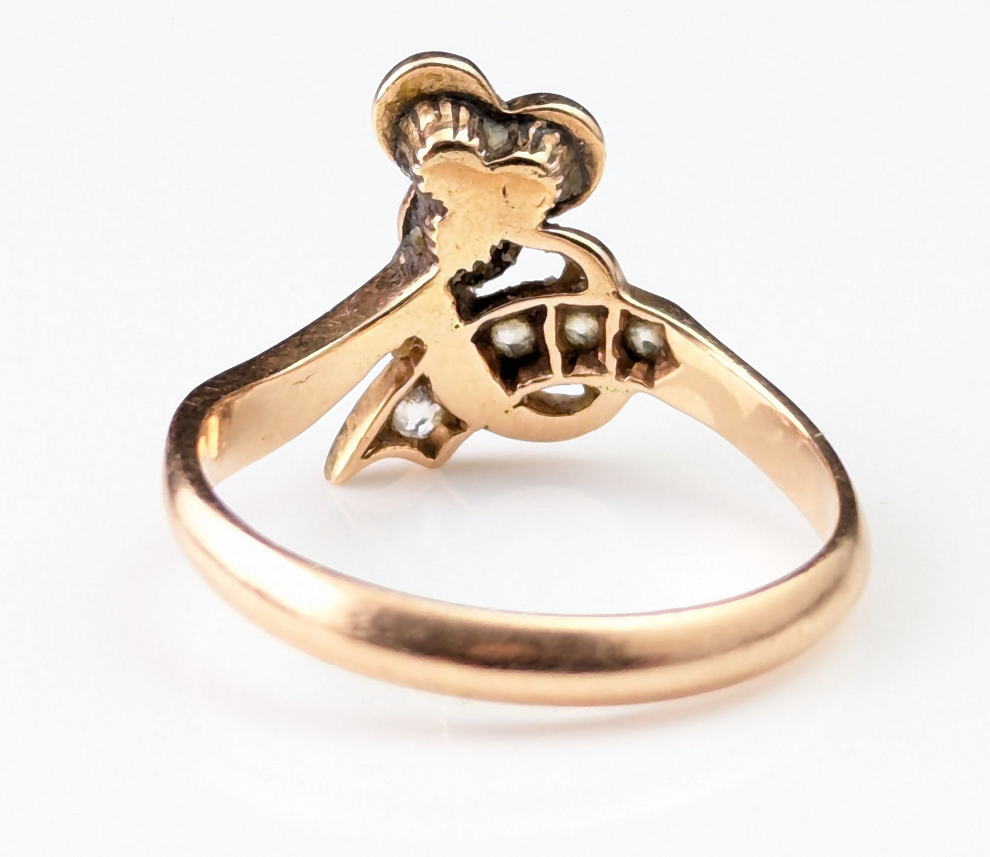 Antique Diamond and Pearl shamrock ring, 18ct gold