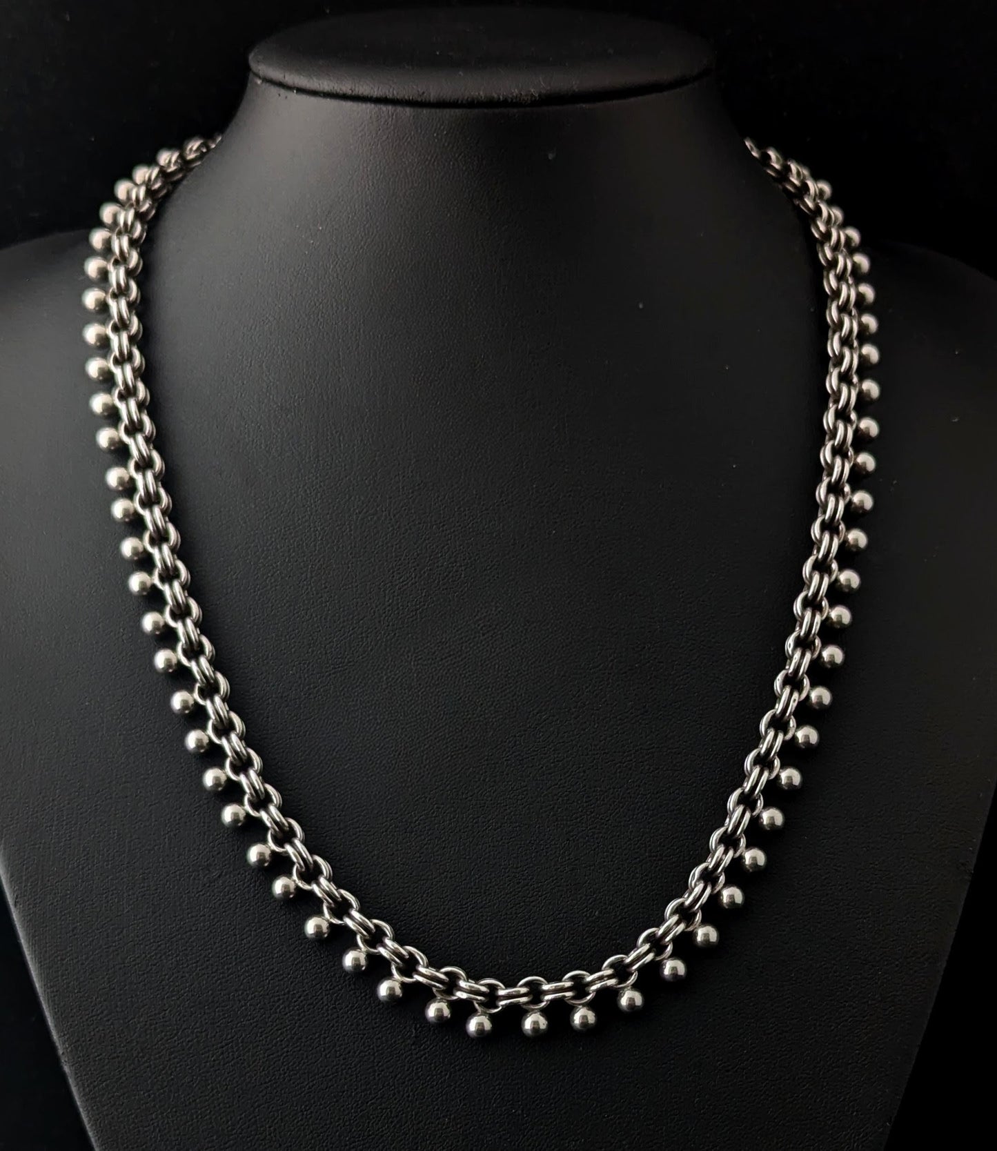 Antique Victorian silver book chain necklace