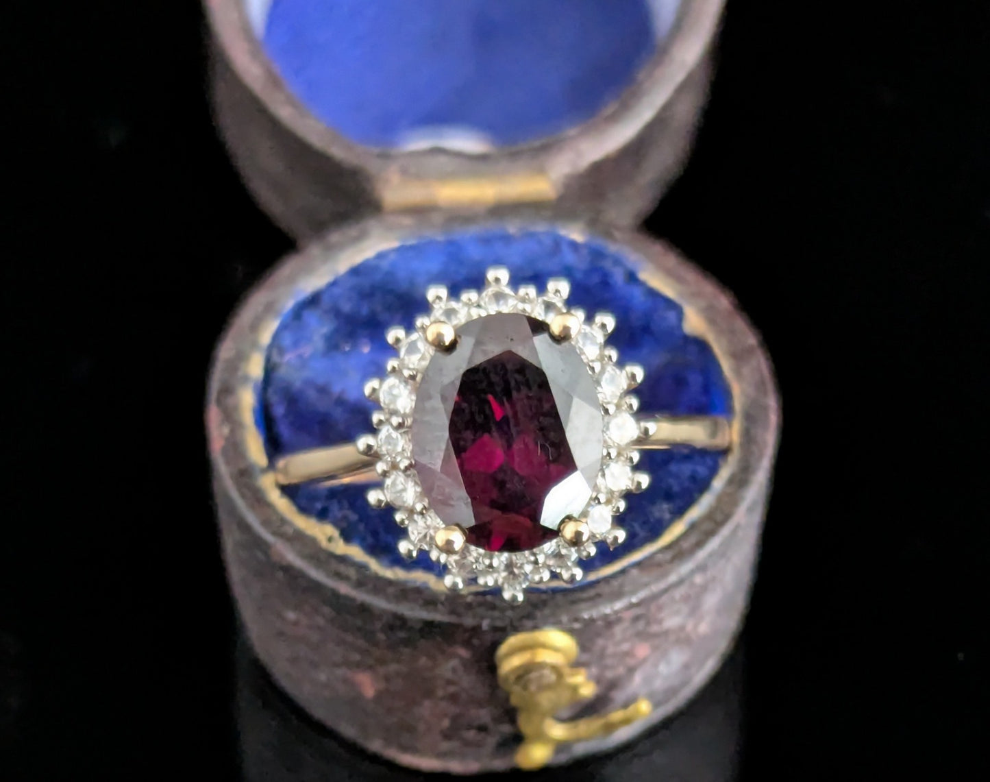 Vintage Garnet and Zircon cluster ring, 9ct gold