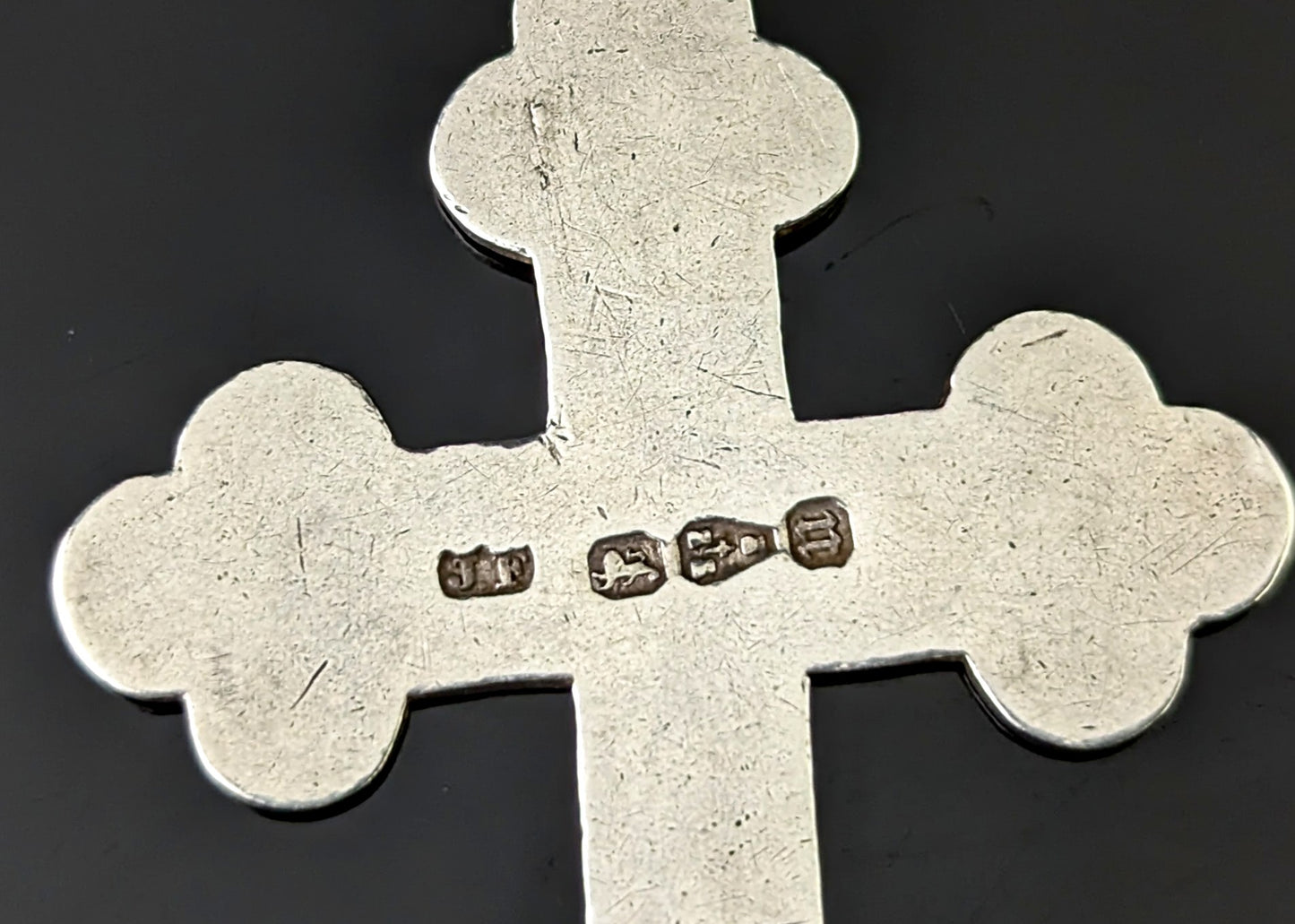 Antique sterling silver cross pendant, Victorian