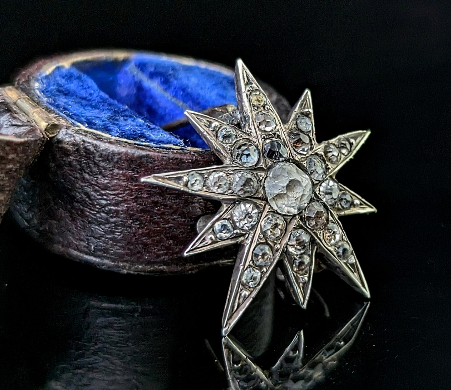Antique North Star brooch, Sterling silver and Paste