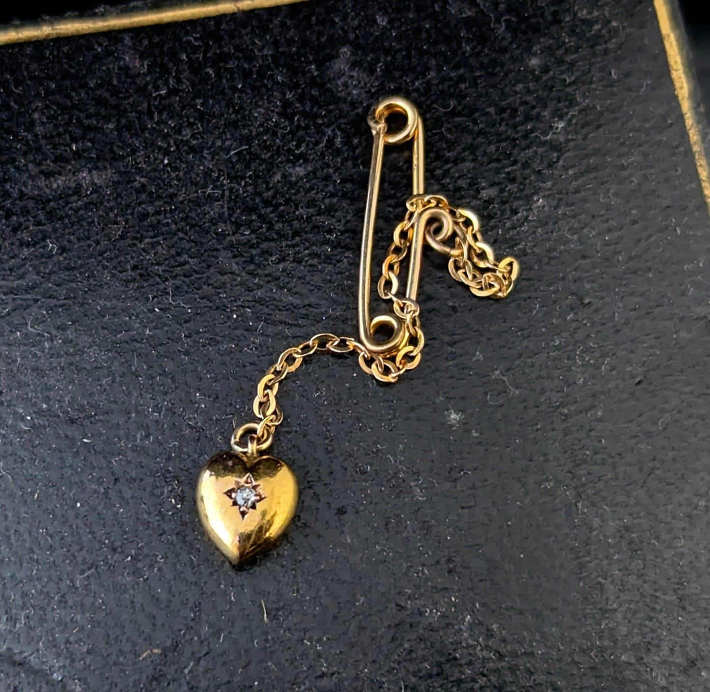 Antique 9ct gold and diamond, puffy heart pendant, charm