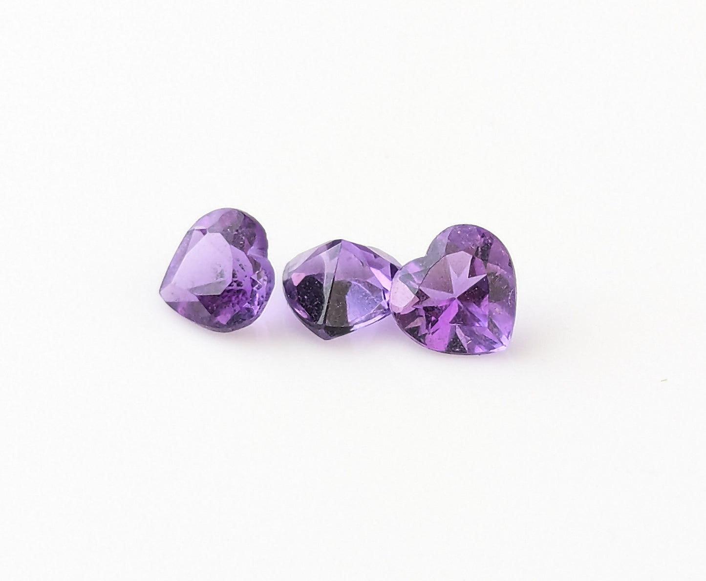 Vintage heart cut amethyst gemstones, loose stones