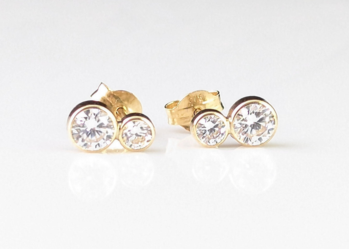 Vintage double paste stone stud earrings, 9ct yellow gold