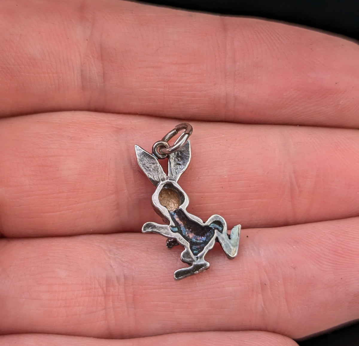 Vintage sterling silver rabbit charm, dainty pendant