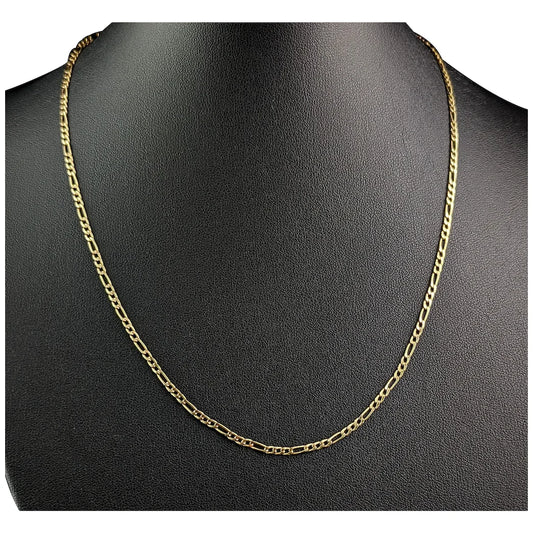 Vintage 9ct gold figaro link chain necklace
