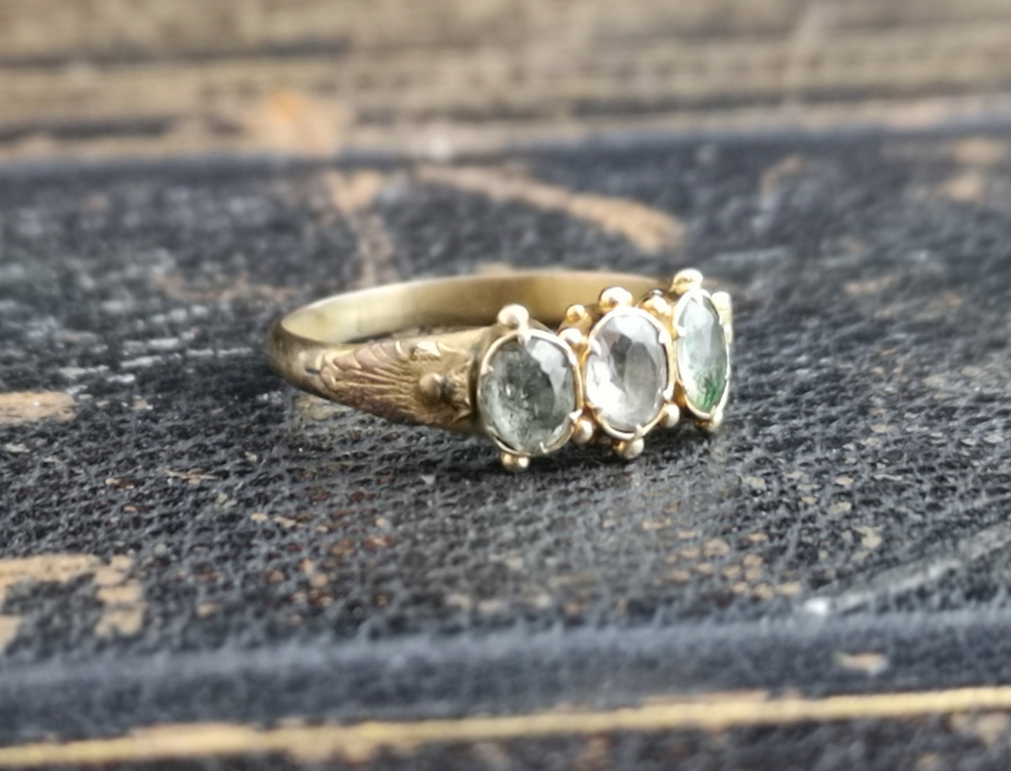 Antique Victorian gold paste ring, trilogy