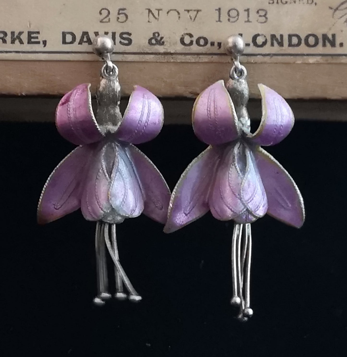 Antique Art Nouveau flower earrings