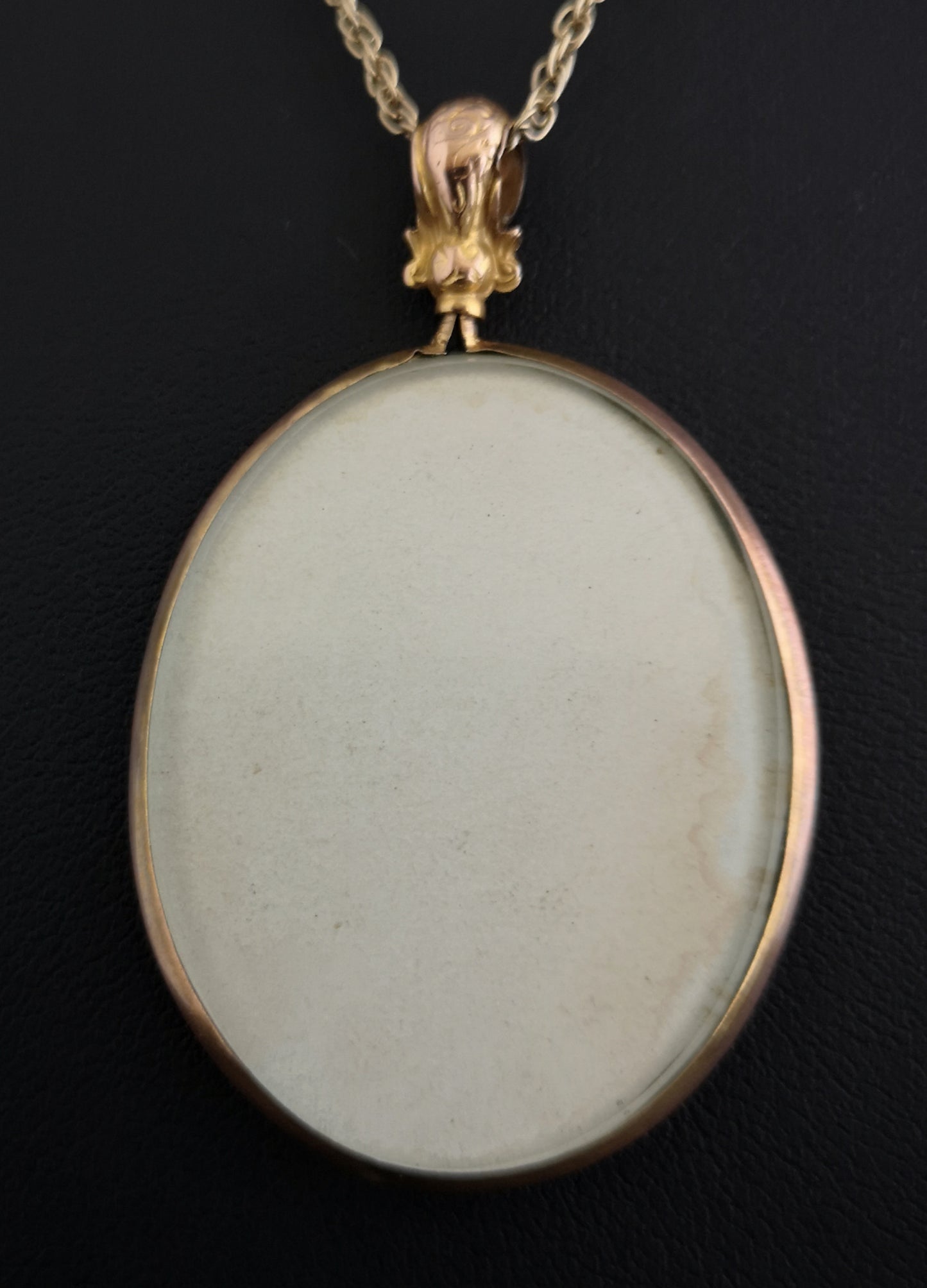Antique gold portrait pendant and chain, child portrait