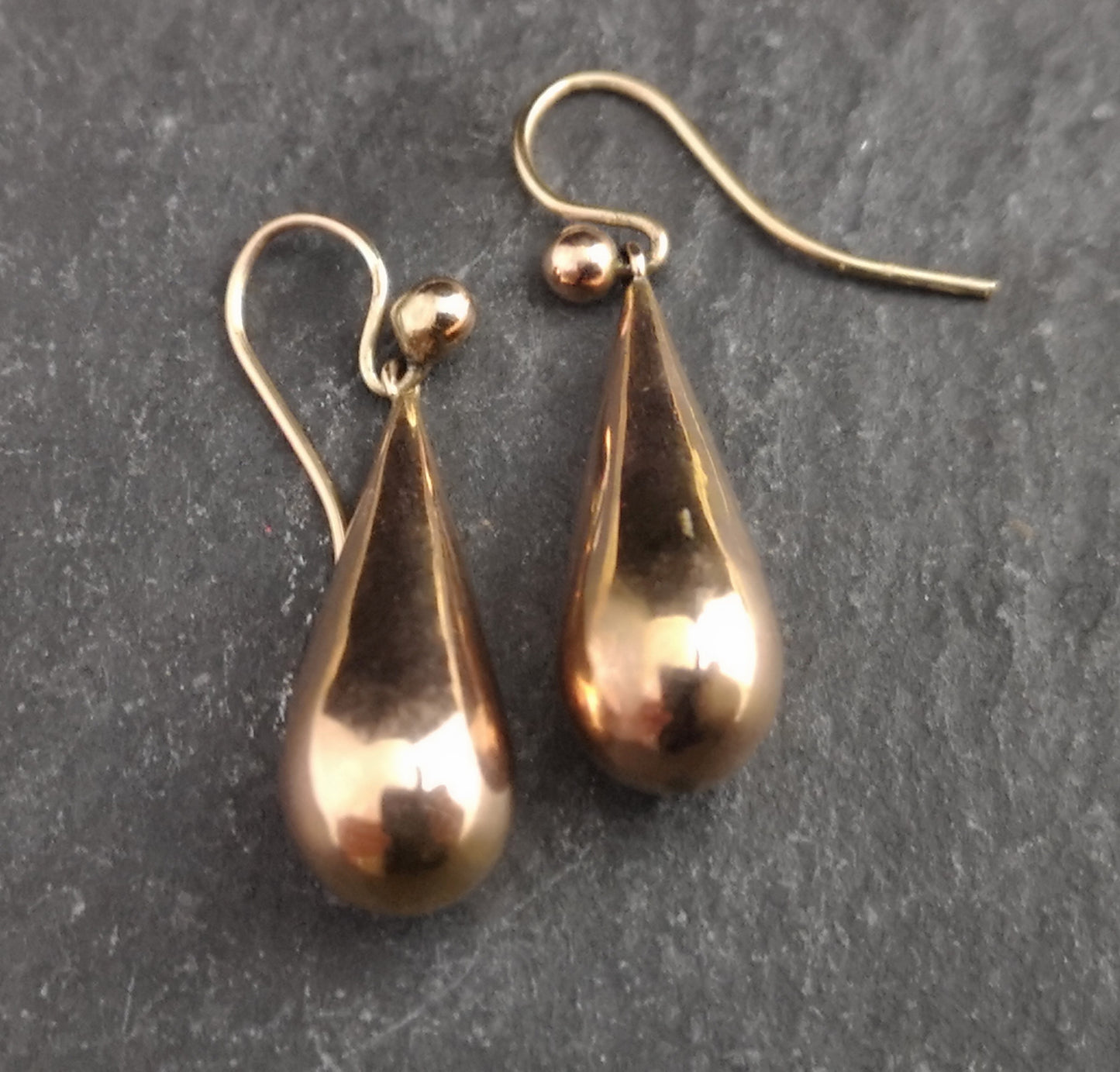 Antique Victorian 9ct gold drop earrings, rose gold
