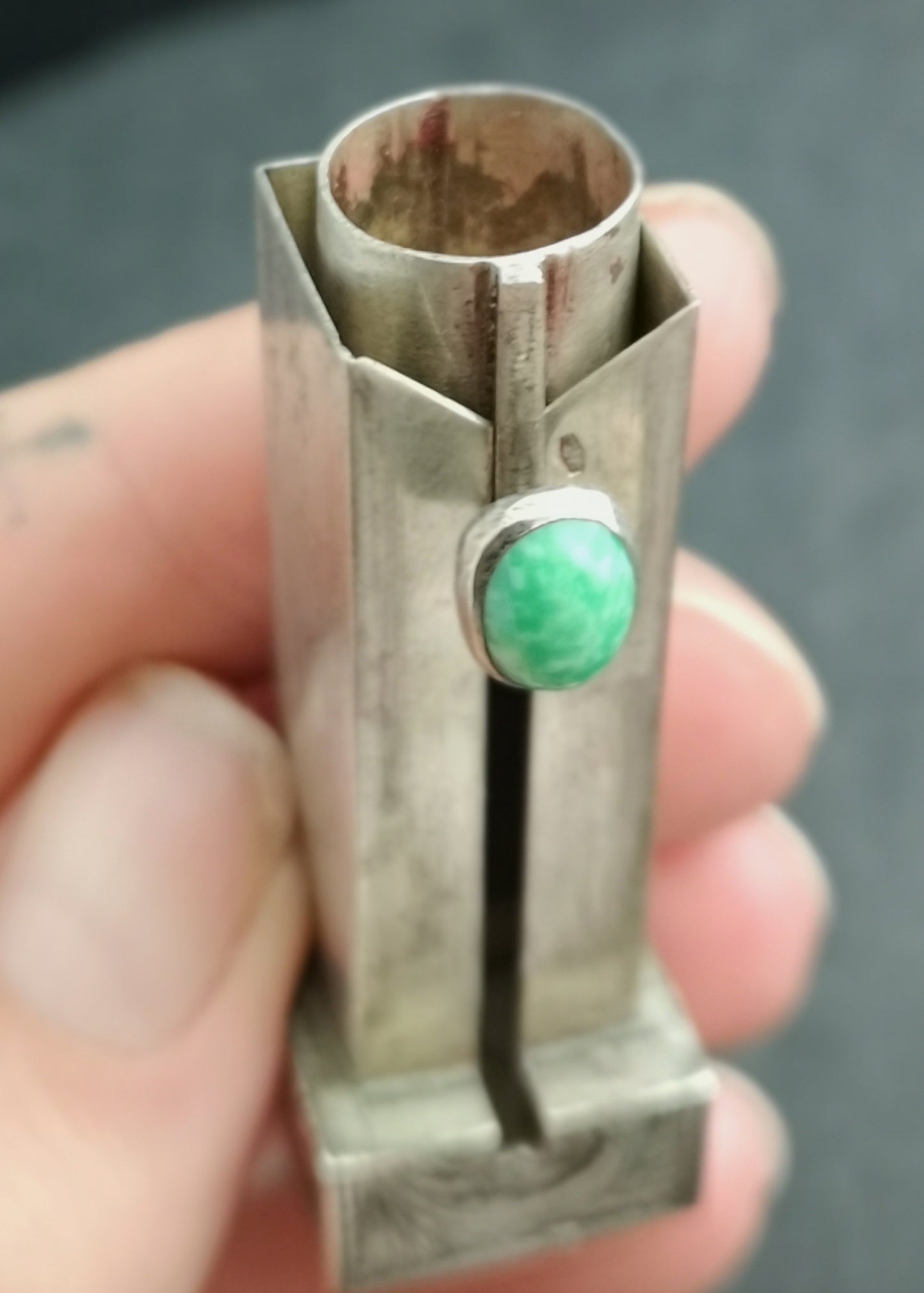 Vintage 20s silver travel lipstick compact