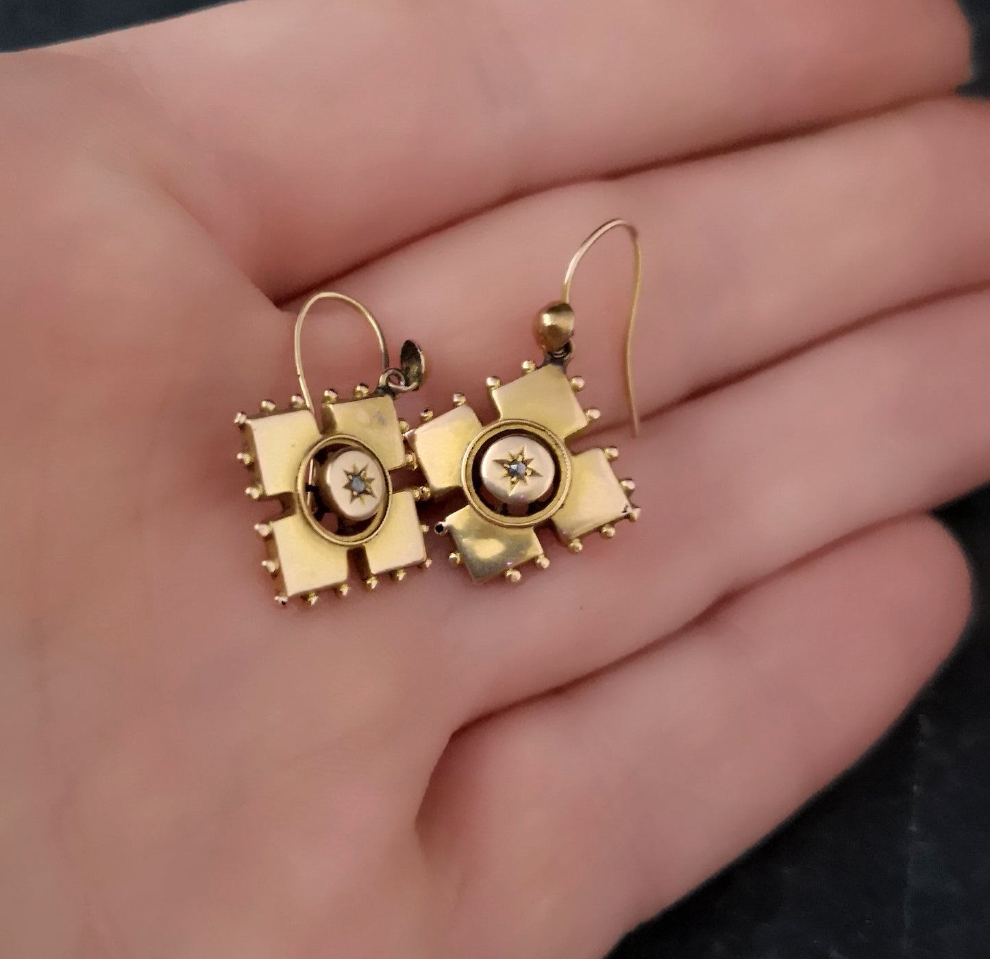 Antique Victorian diamond drop earrings, 9ct gold