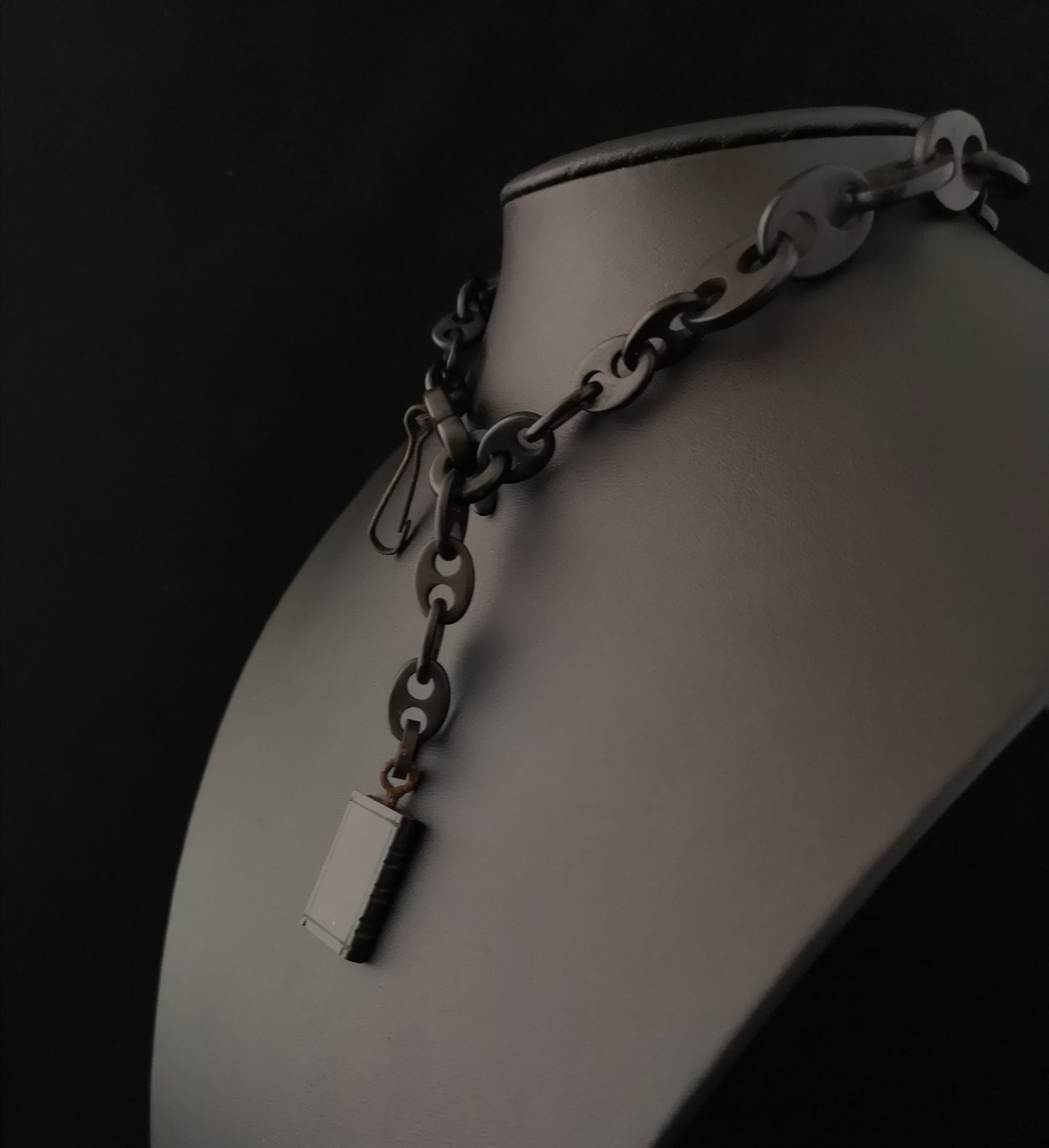 Victorian Whitby jet watch chain, Albert, book fob