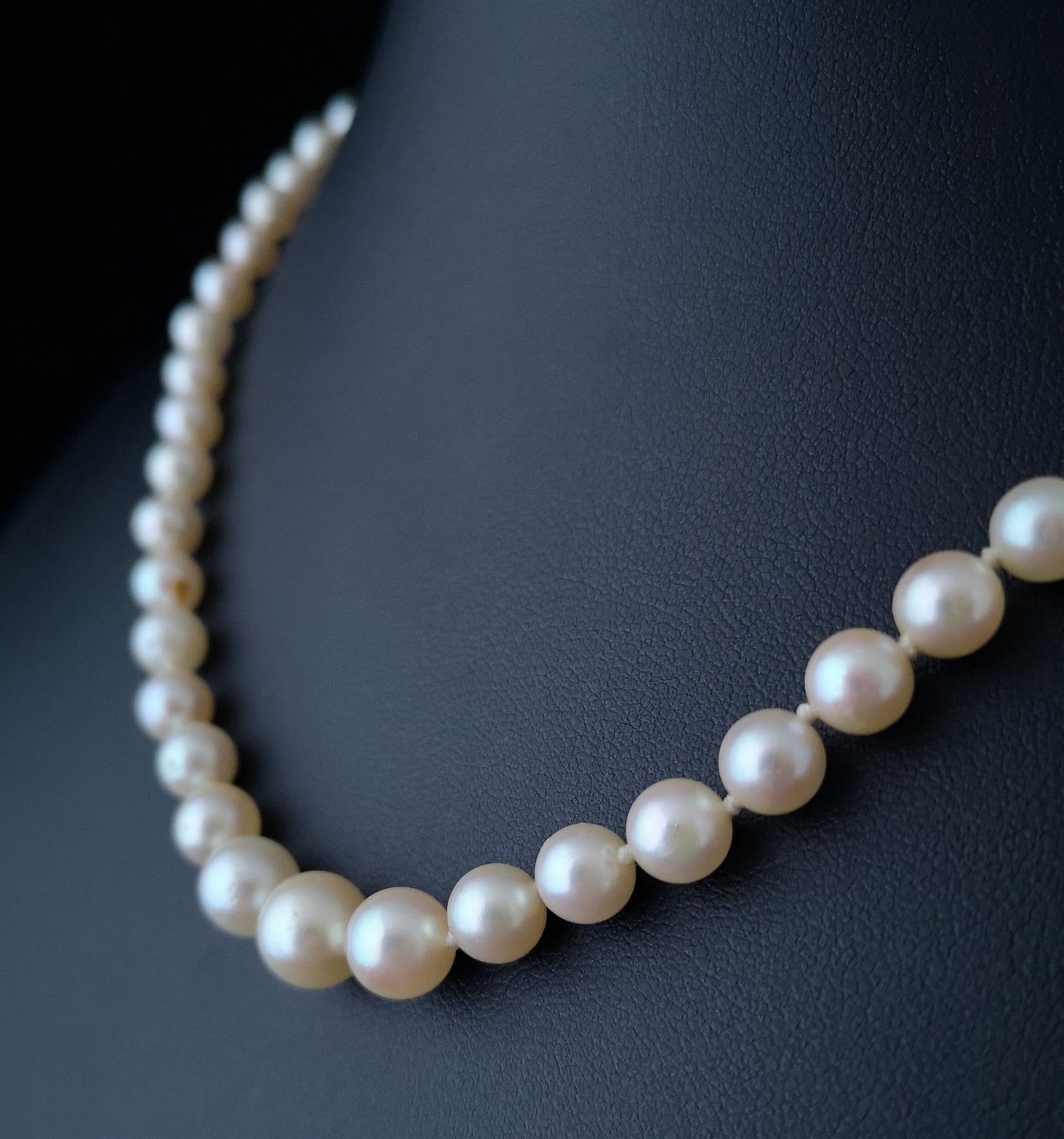 Art Deco pearl necklace, 14k white gold and diamond