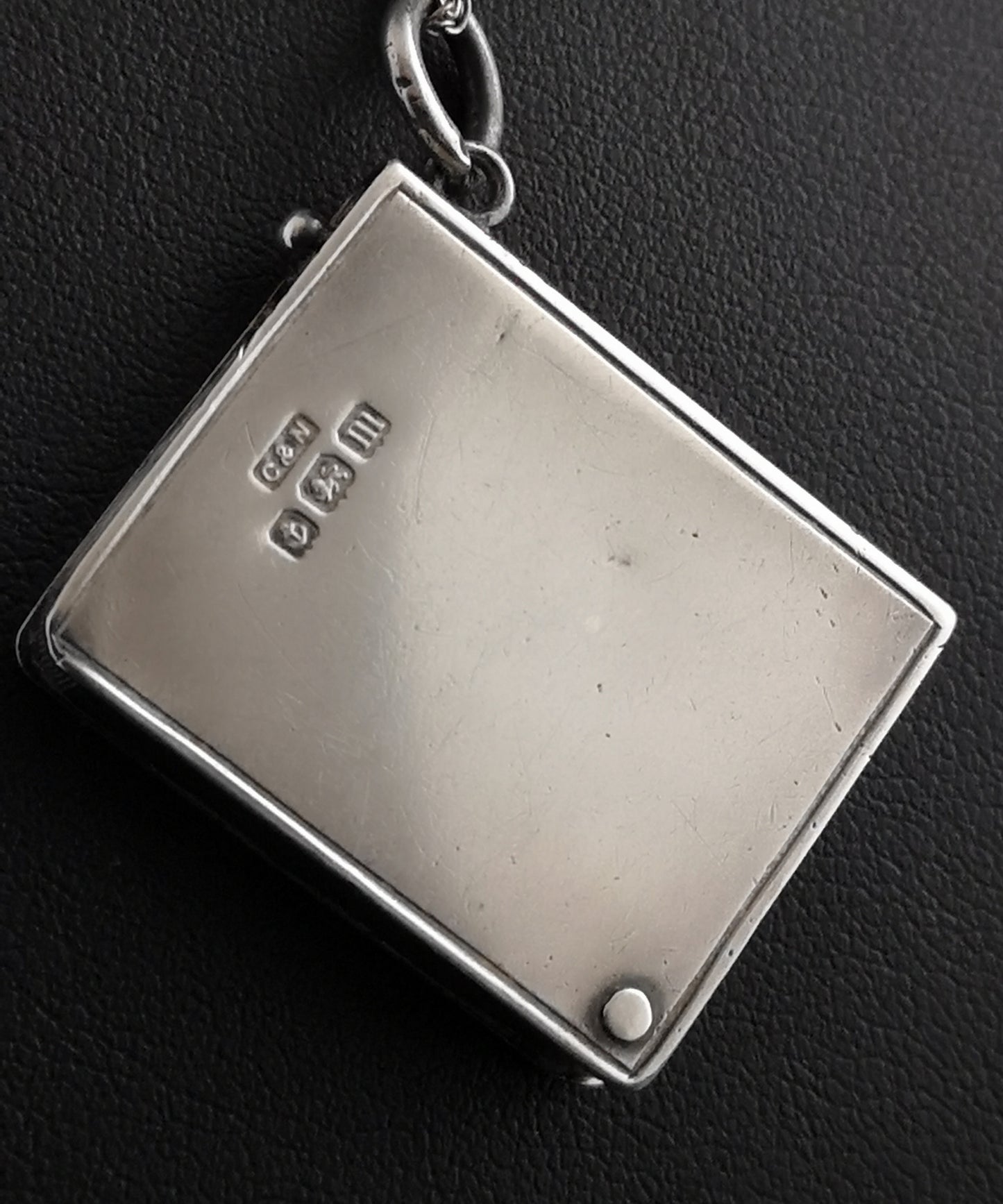 Victorian silver stamp case pendant, necklace