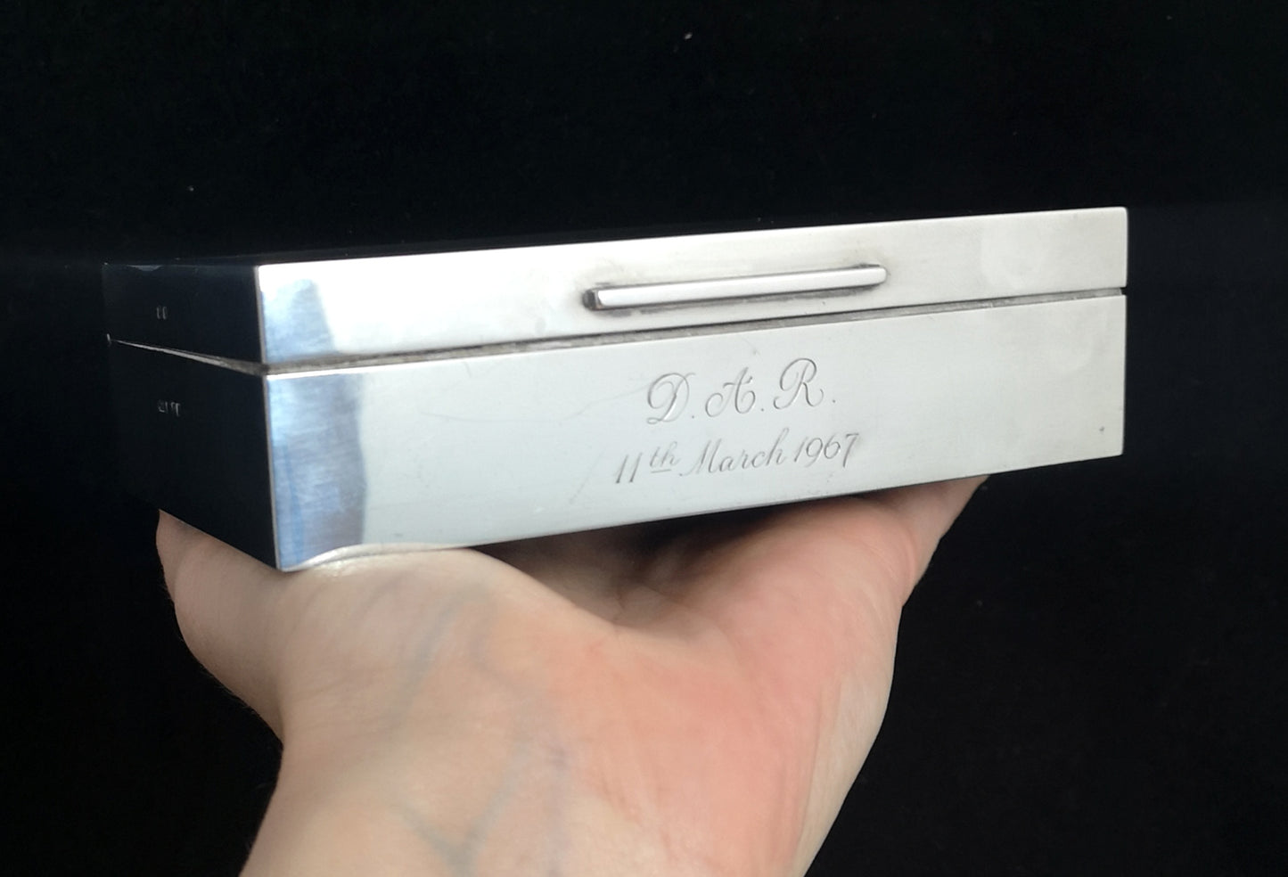 Vintage sterling silver cigarette box, 1960's