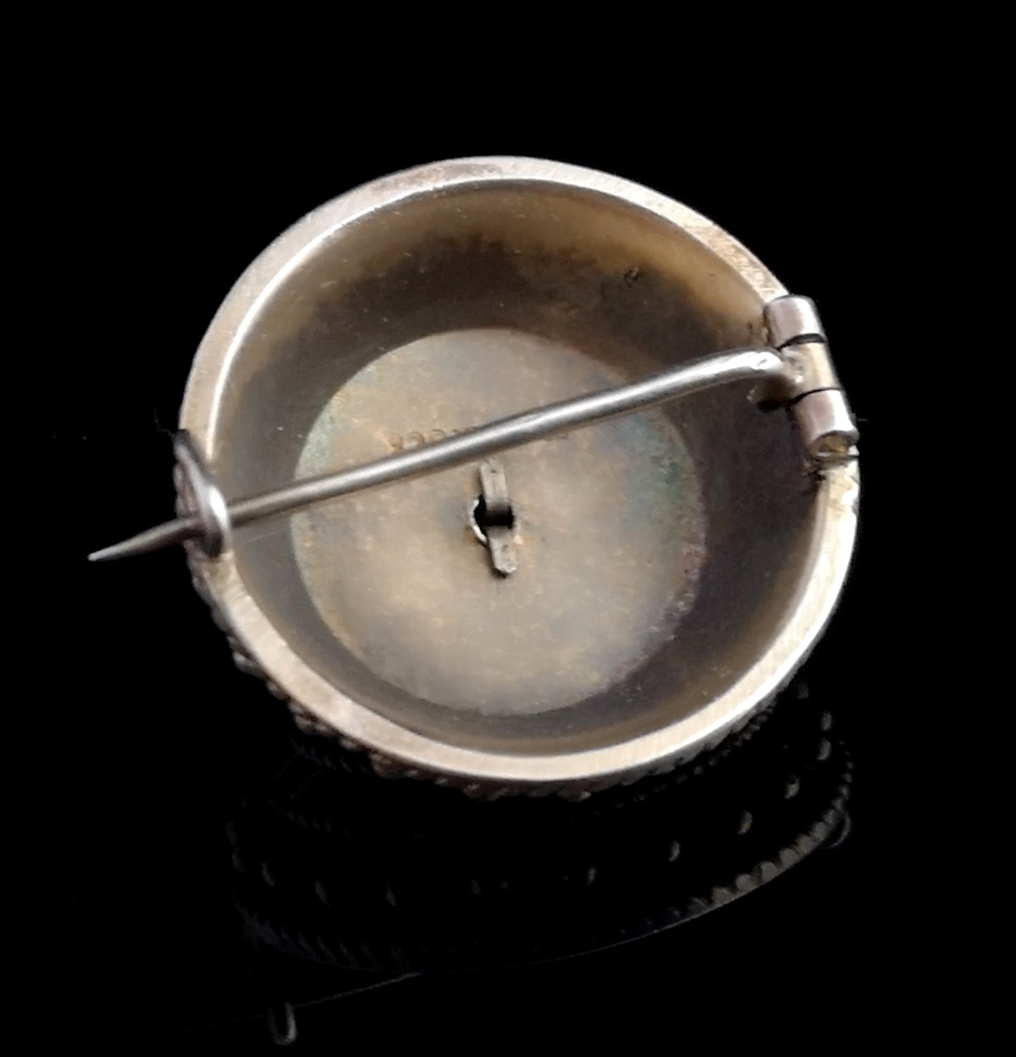 Antique Champleve enamel brooch, silver gilt