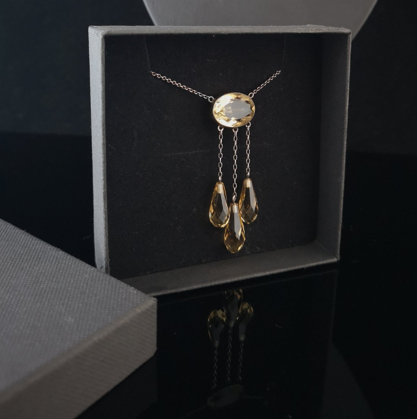 Antique Citrine drop necklace, Art Nouveau