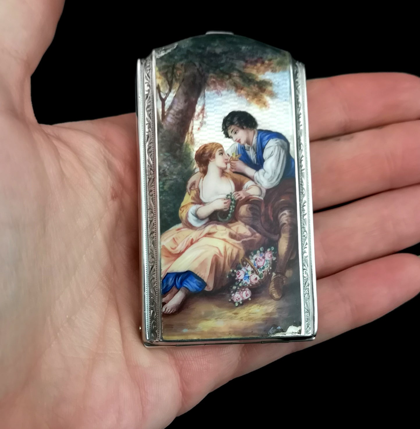 Art Deco Silver and enamel manicure etui, card case