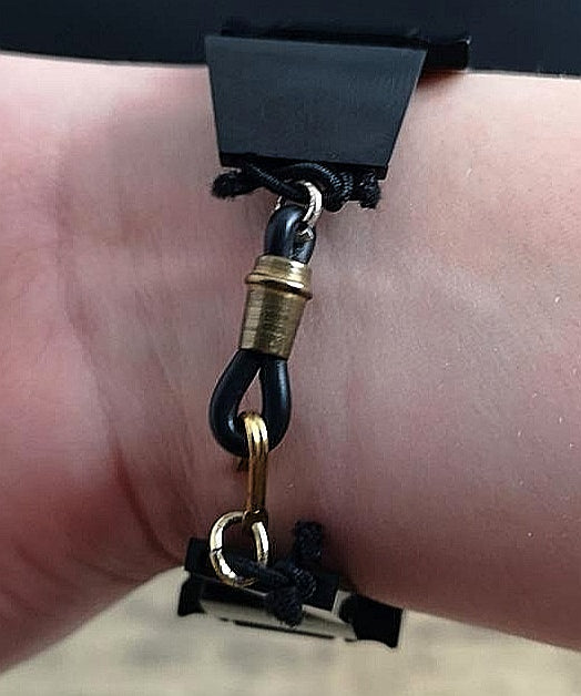 Antique Victorian whitby jet buckle bracelet, gold buckle