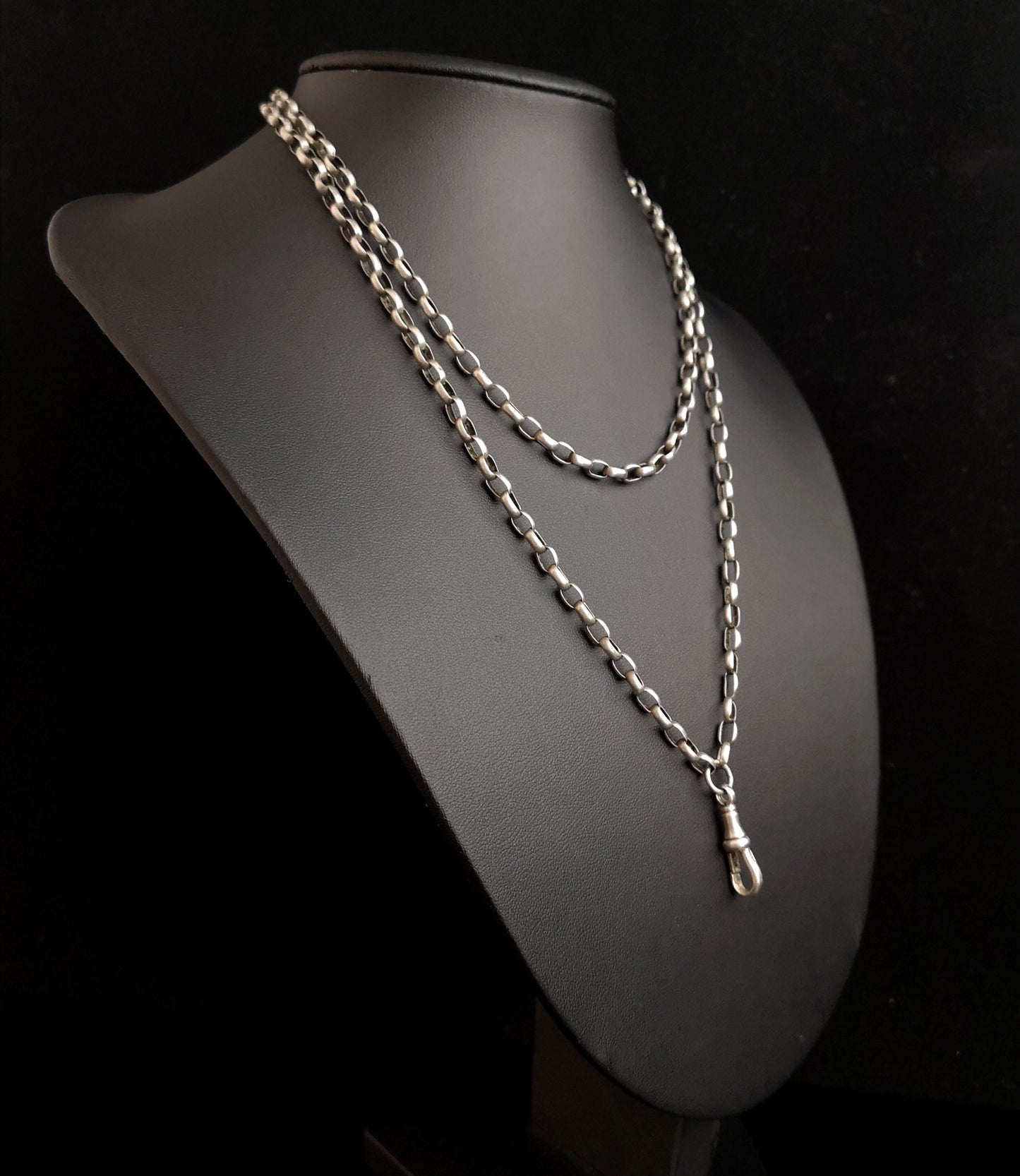 Antique Victorian silver longuard chain, muff chain