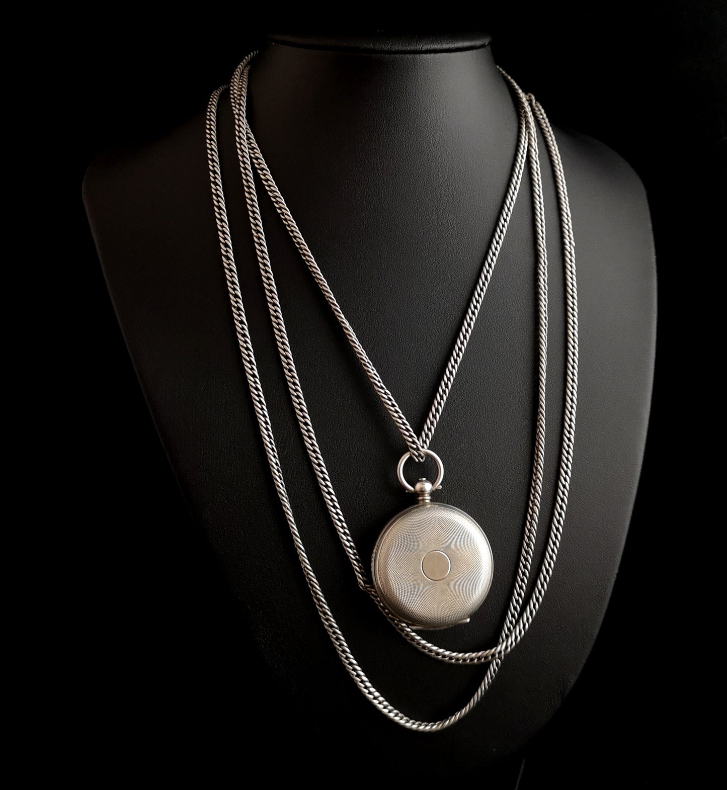 Victorian silver guard chain, muff chain necklace