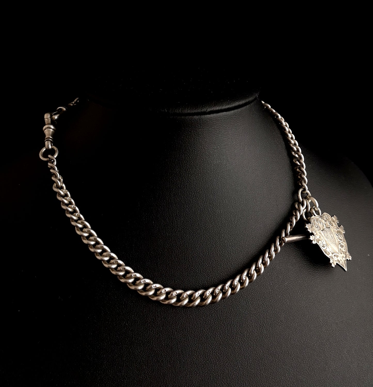 Antique Victorian double Albert chain, silver watch chain