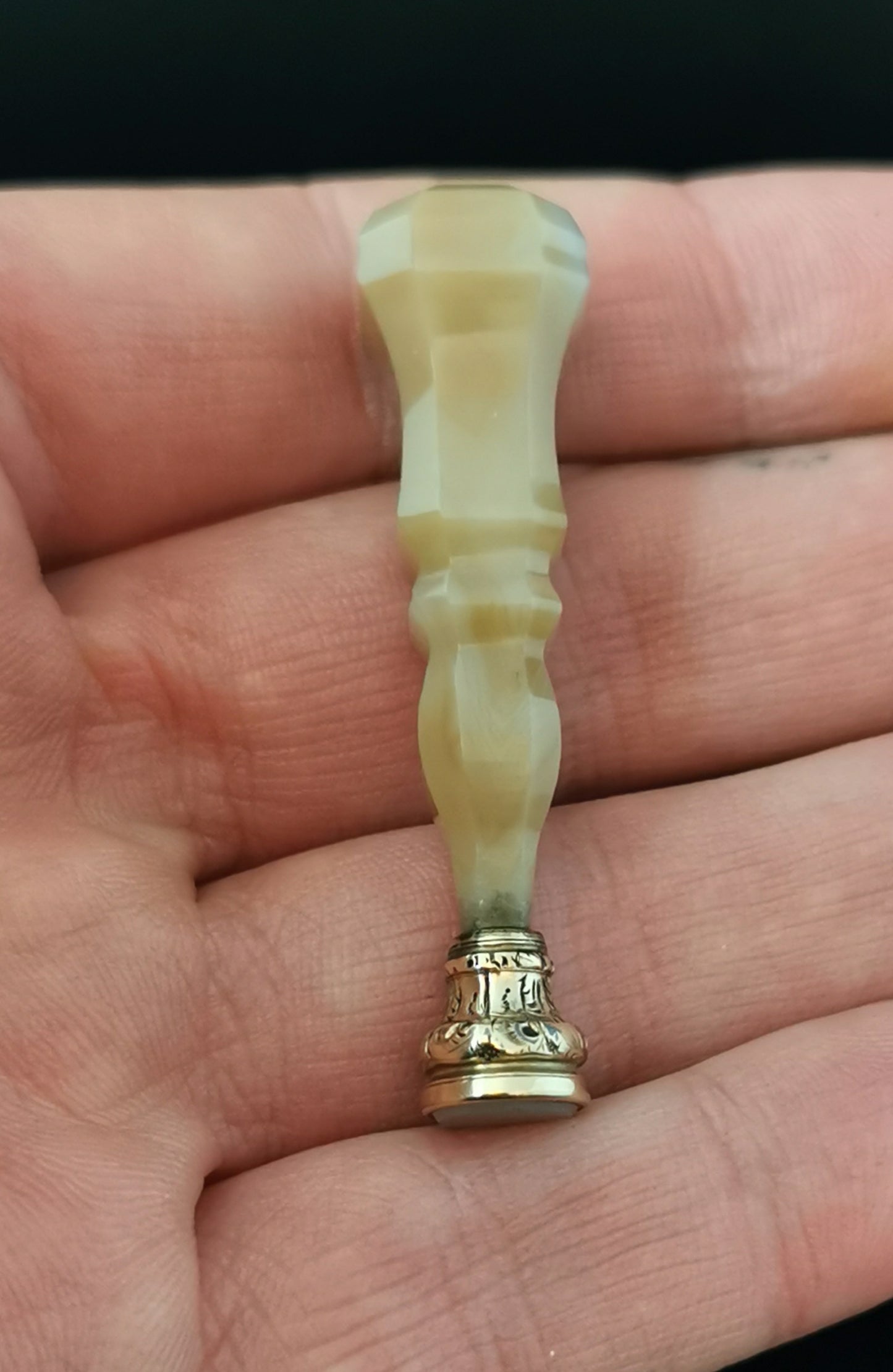 Antique Agate and gold desk seal, wax seal