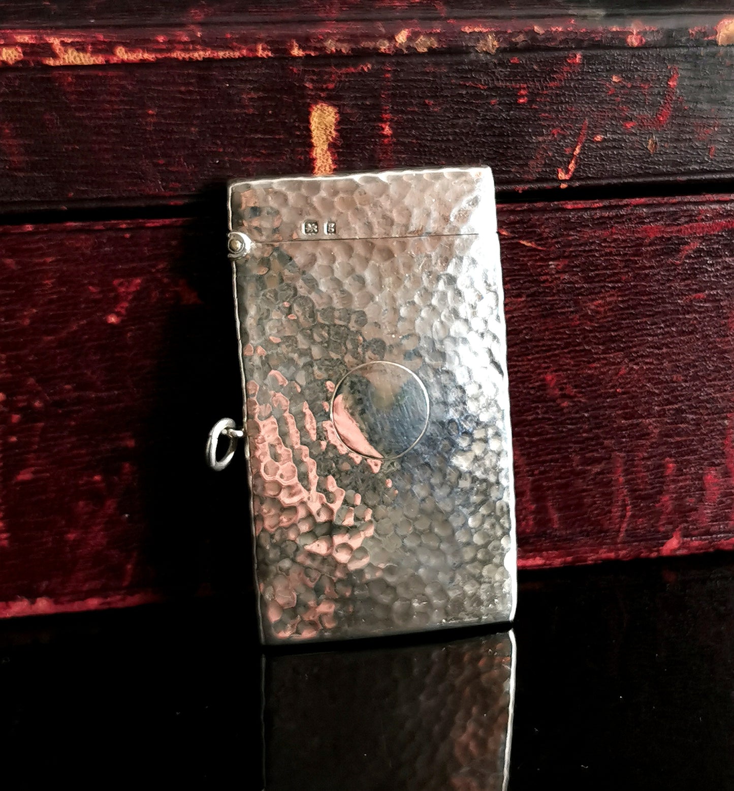Antique hammered silver card case, George Unite
