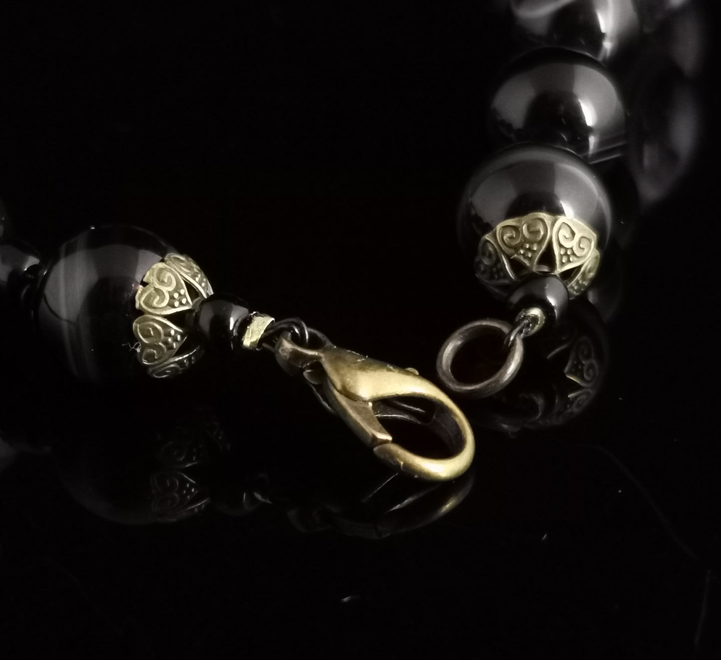 Antique Victorian banded agate bead necklace