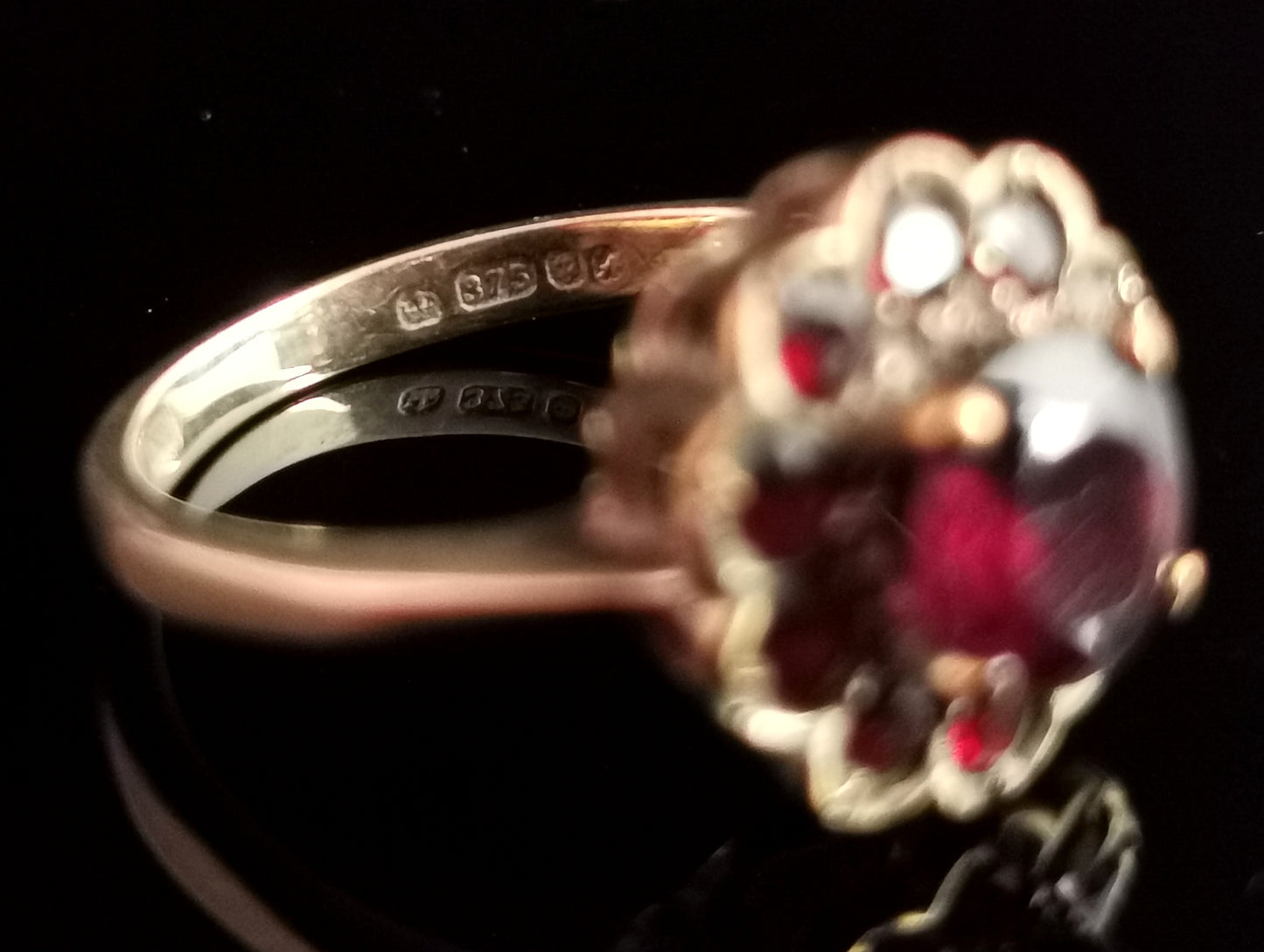Vintage Garnet cluster ring, 9ct gold