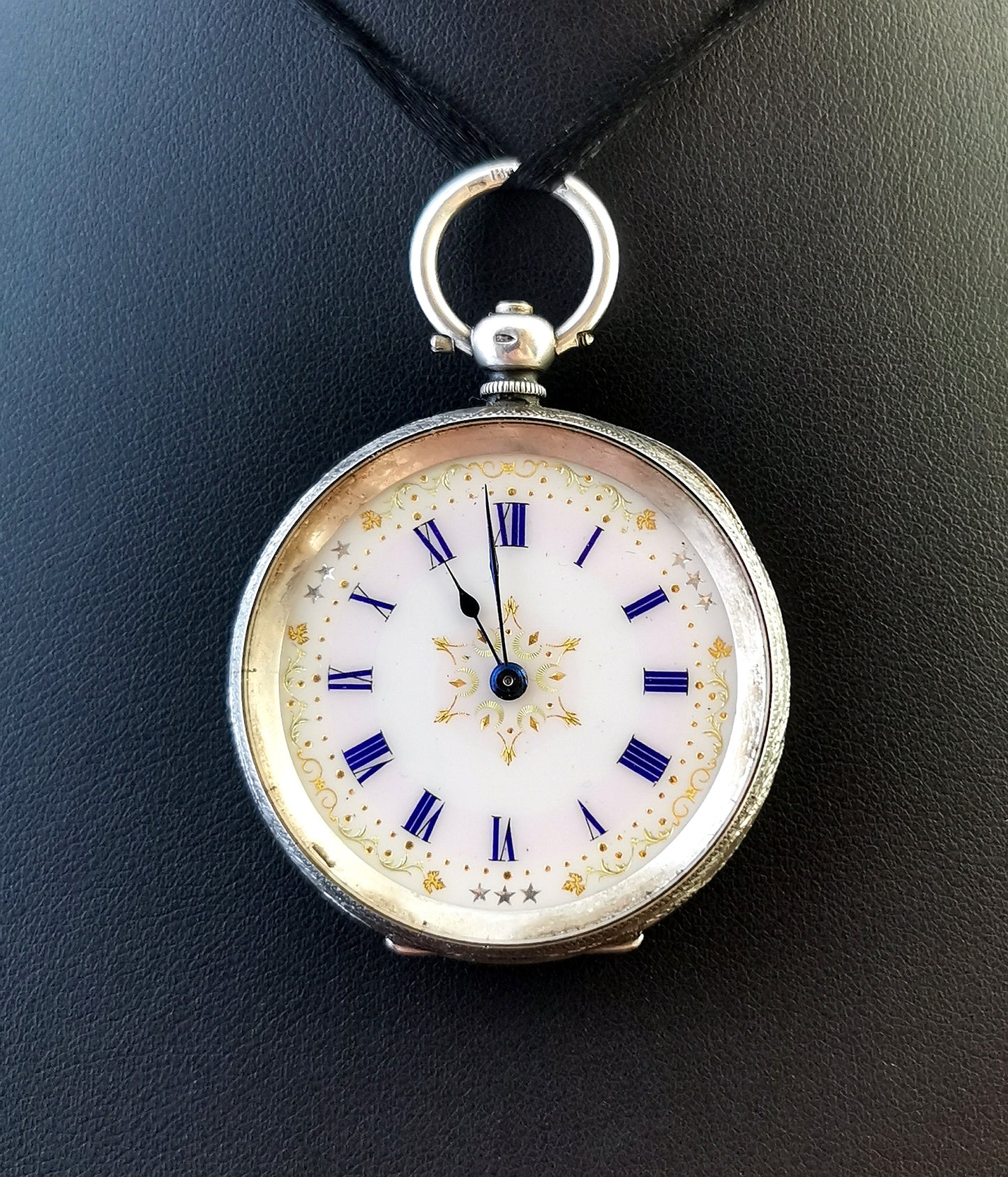 Antique fine silver pocket watch, ladies fob watch