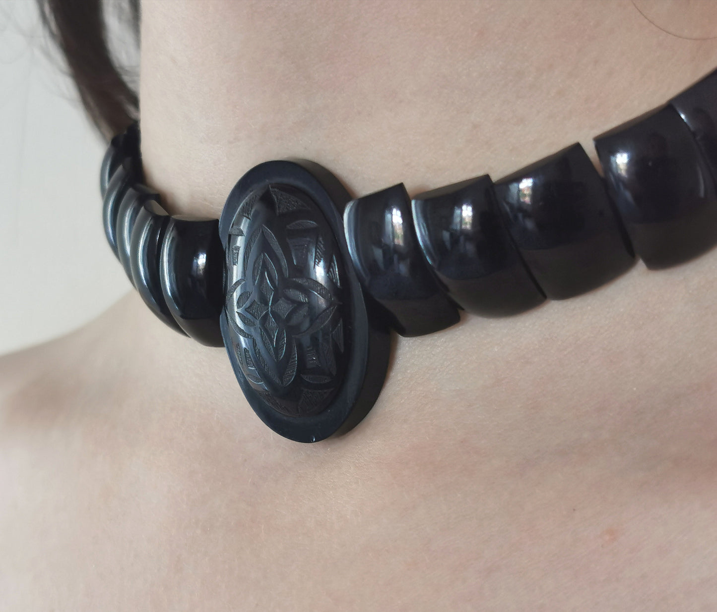 Antique Victorian Jet choker necklace