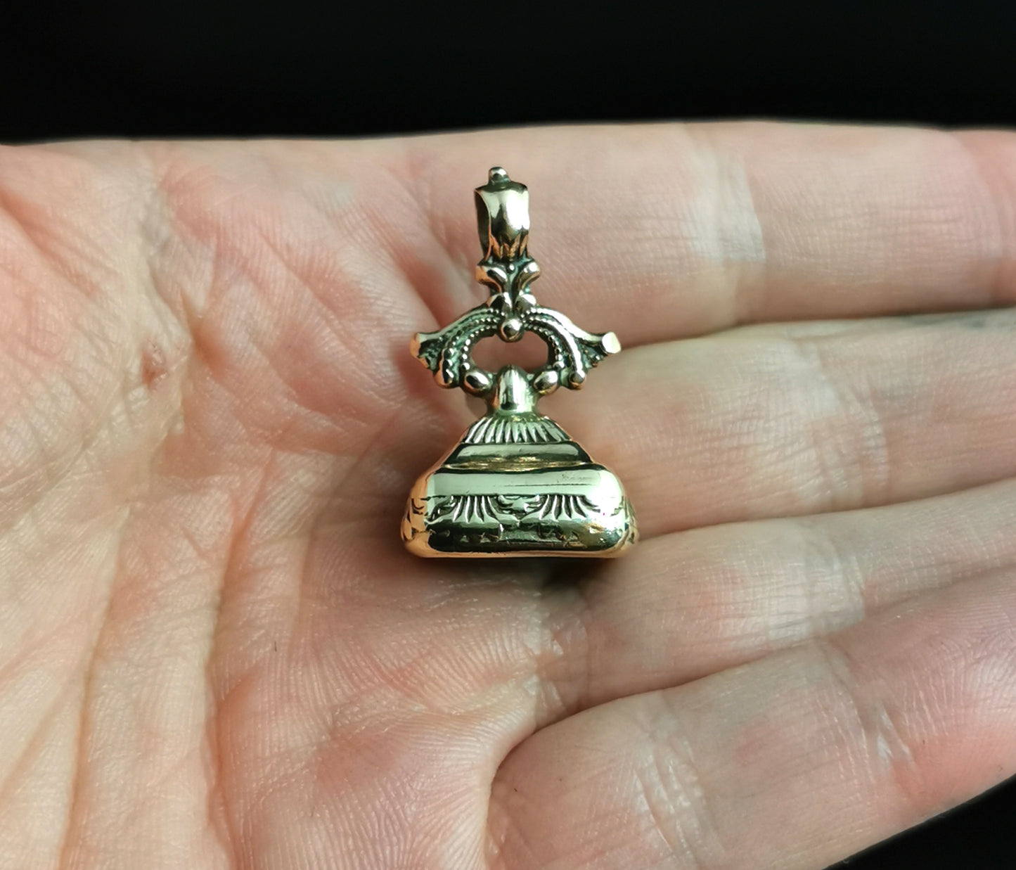 Antique Georgian seal fob, Portrait, gold plated