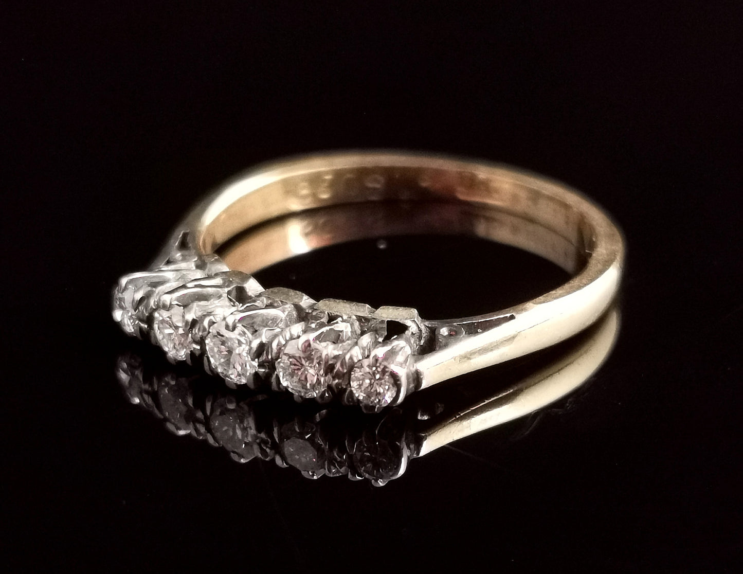 Antique Diamond half hoop ring, five stone, 18ct gold