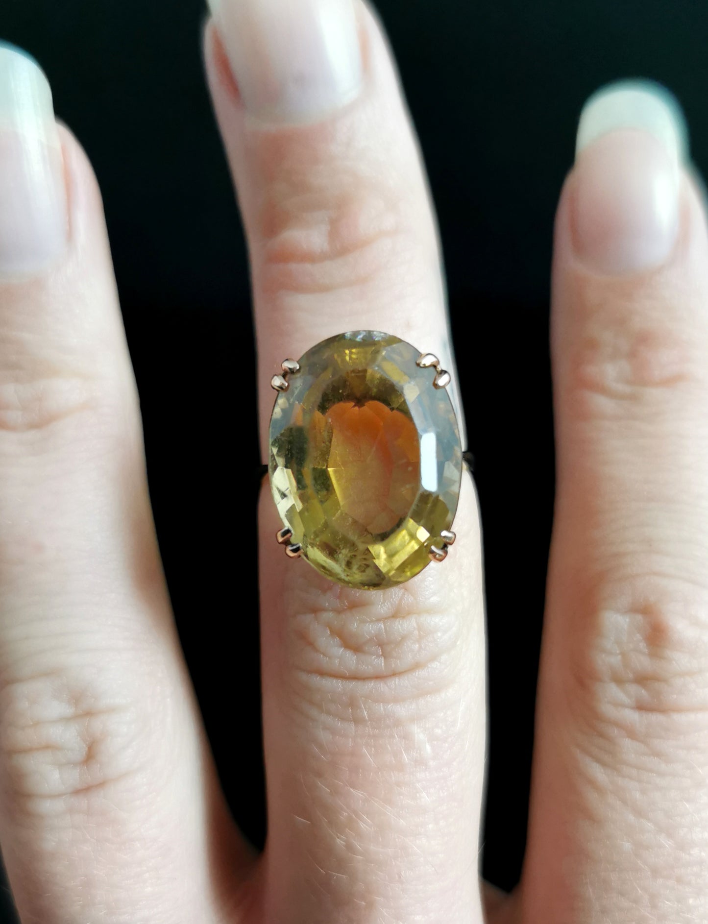 Vintage 9ct gold Citrine cocktail ring, large