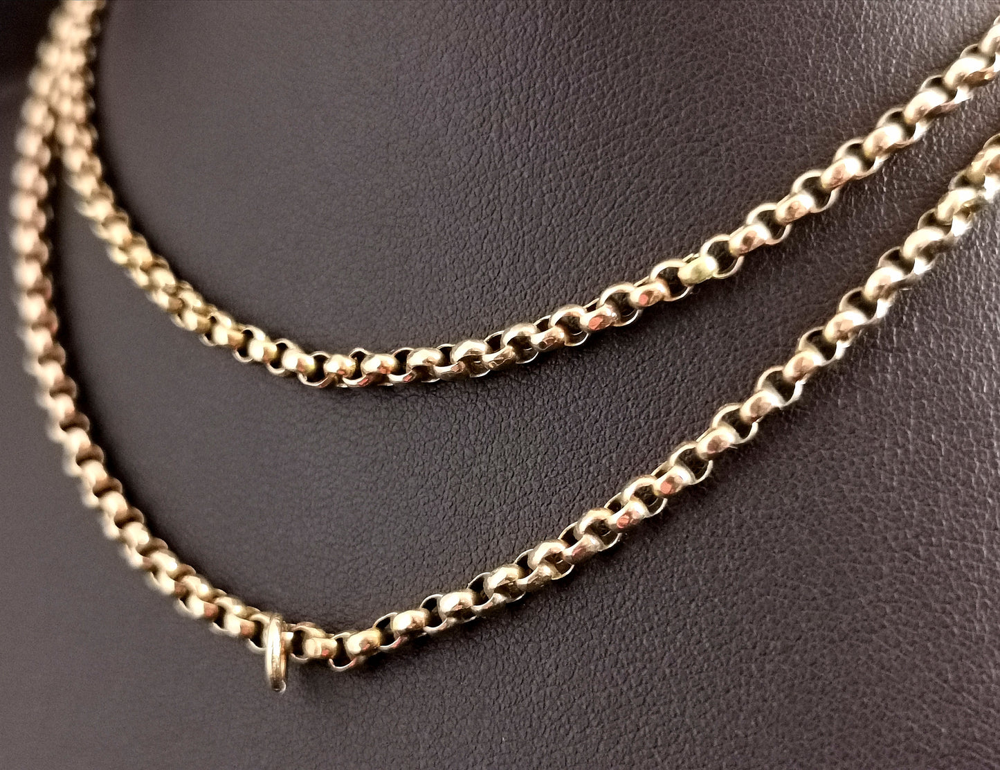 Antique Victorian 9ct gold Belcher link chain necklace