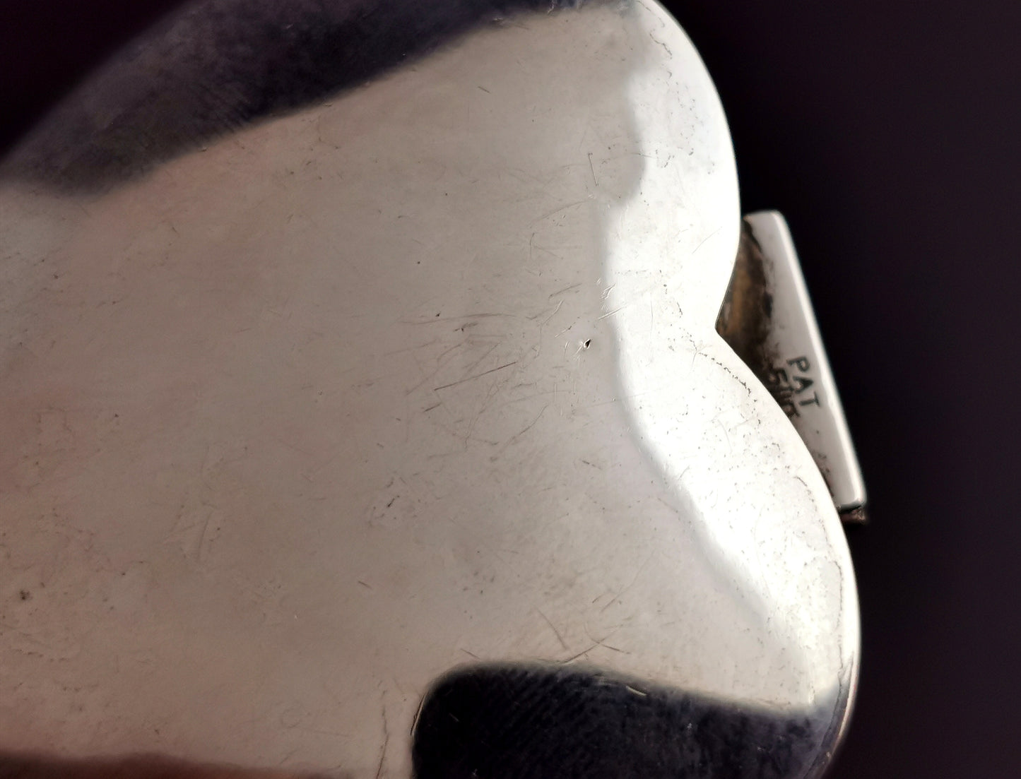 Art Deco sterling silver heart shaped jewellery box