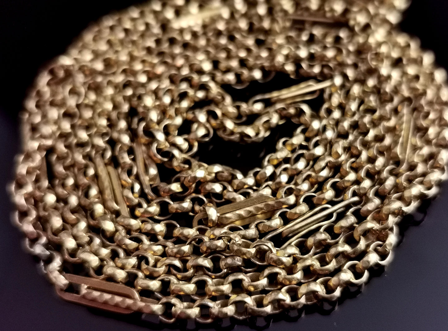 Antique Victorian longuard chain necklace, muff chain