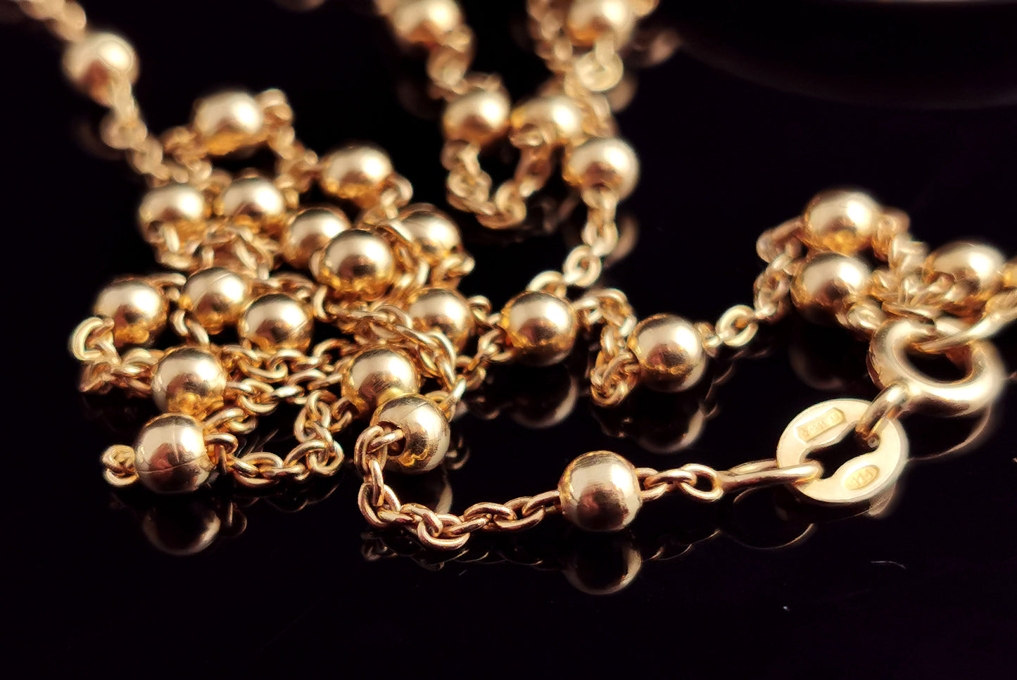 Antique Art Deco Guilloche enamel pendant, cobalt blue, Fancy link necklace