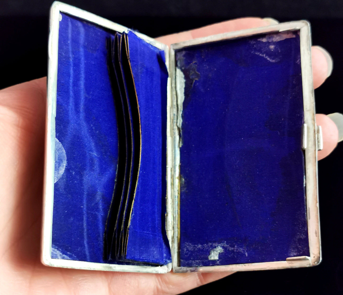 Antique Victorian silver card case, engraved, boxed